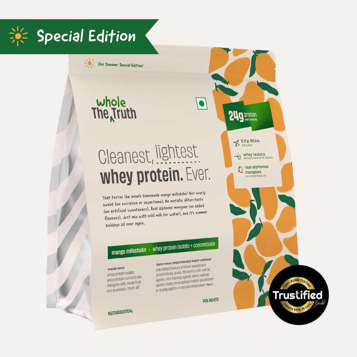 The Whole Truth 24 grams Whey proteins | Mango milkshake