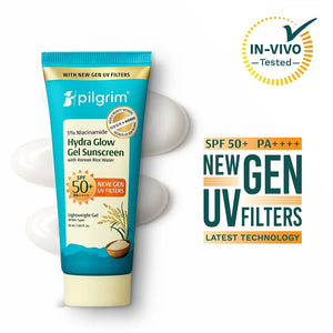 PILGRIM 5% NIACINAMIDE HYDRA GLOW GEL SUNSCREEN SPF 50+ PA++++ 50ML