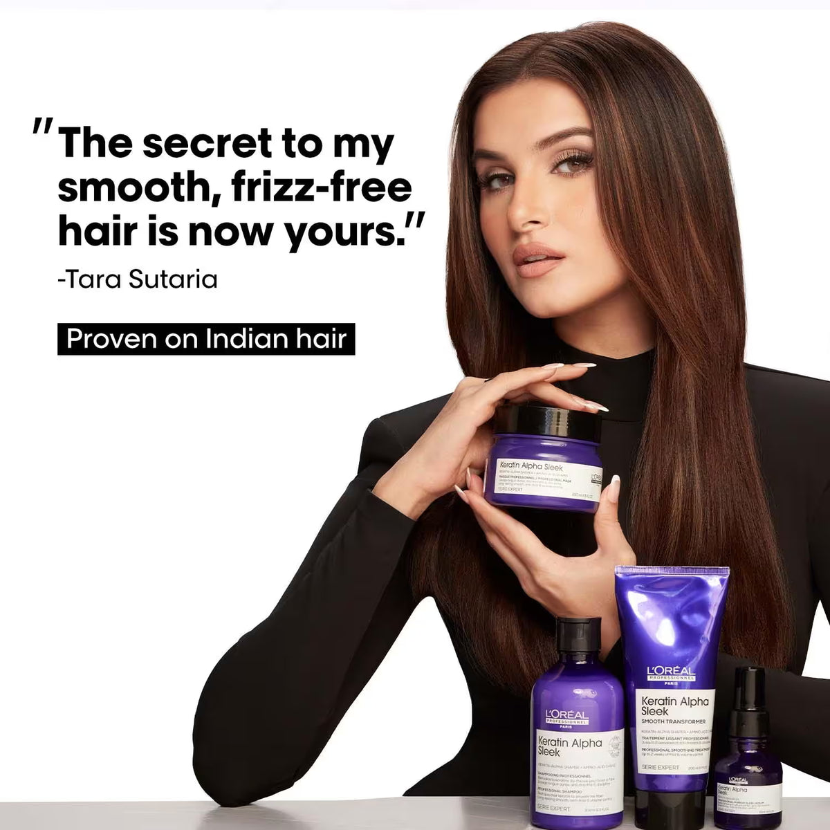 LOREAL PROFESSIONNEL Keratin Alpha Sleek Shampoo 300 ml & Hair Mask 250 ml Frizz Control Combo