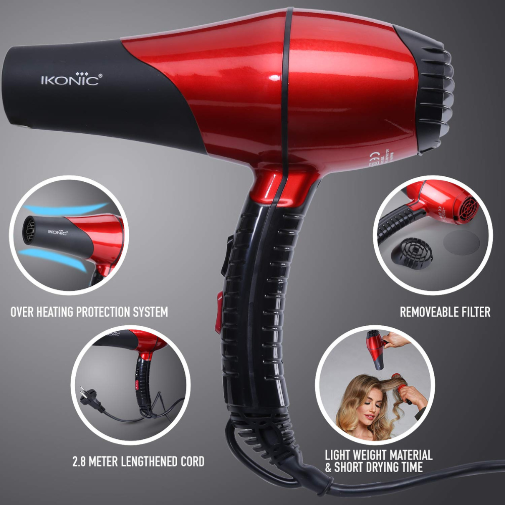 Ikonic Hair Dryer 2200 Red & Black