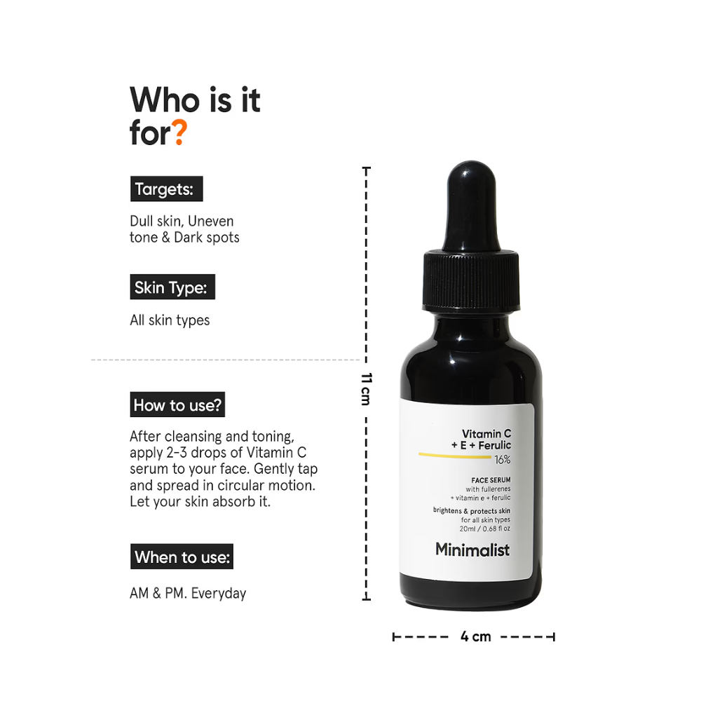 Minimalist Vitamin C + E + Ferulic 16% Face Serum 20ml