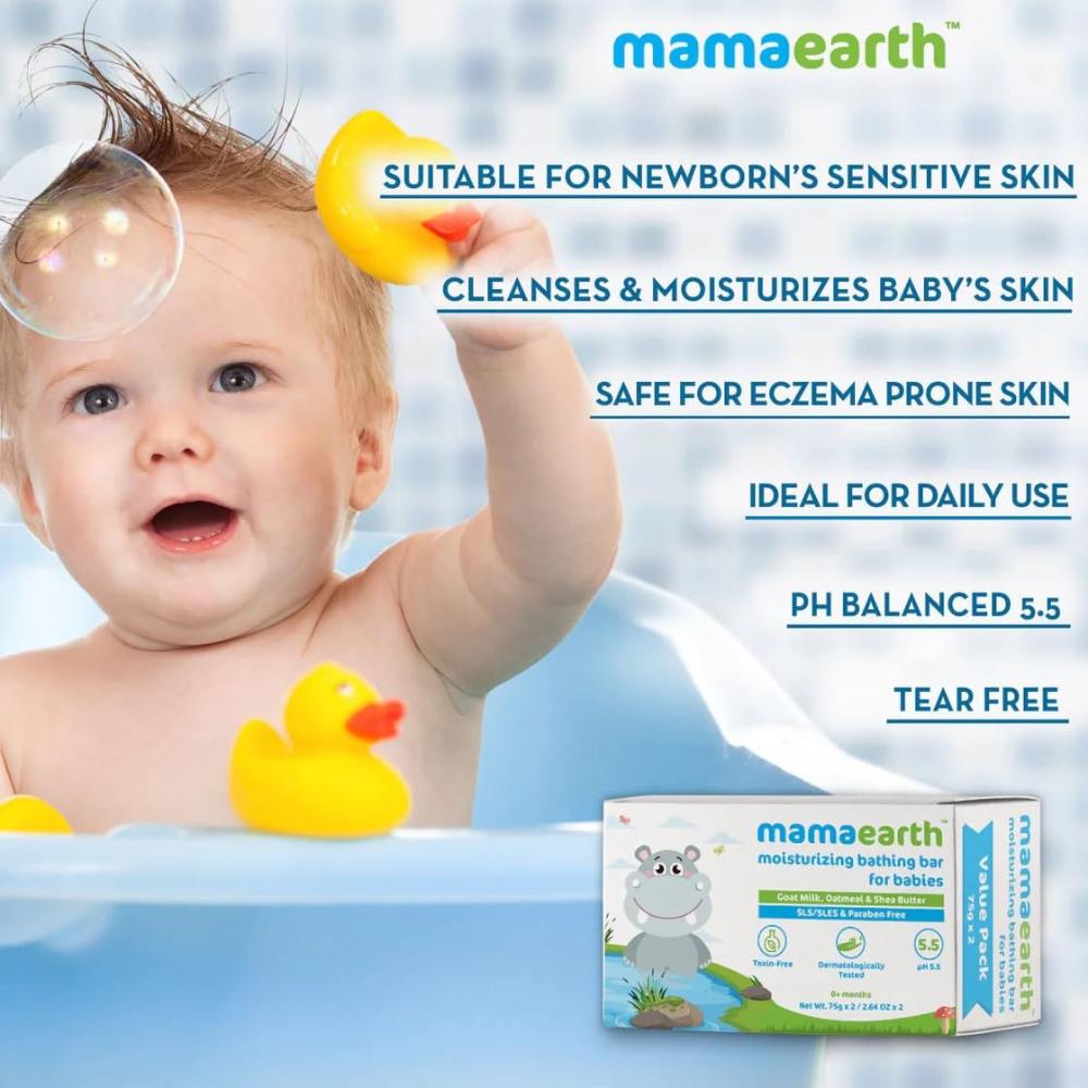 Mamaearth Moisturizing Bathing Bar Soap For Babies pack of 2*75gm
