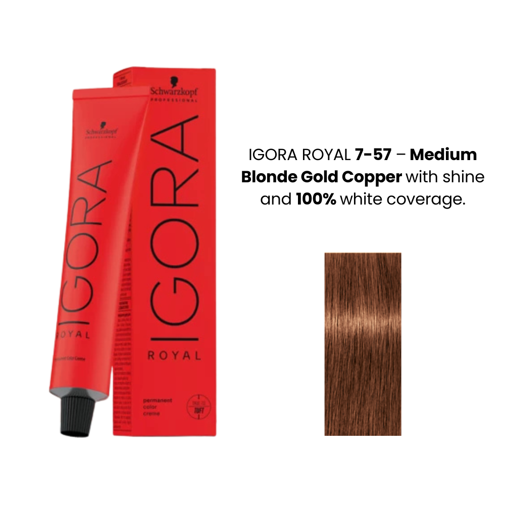SCHWARZKOPF IGORA ROYAL HAIR COLOR SHADE NO 7-57 (60ML)