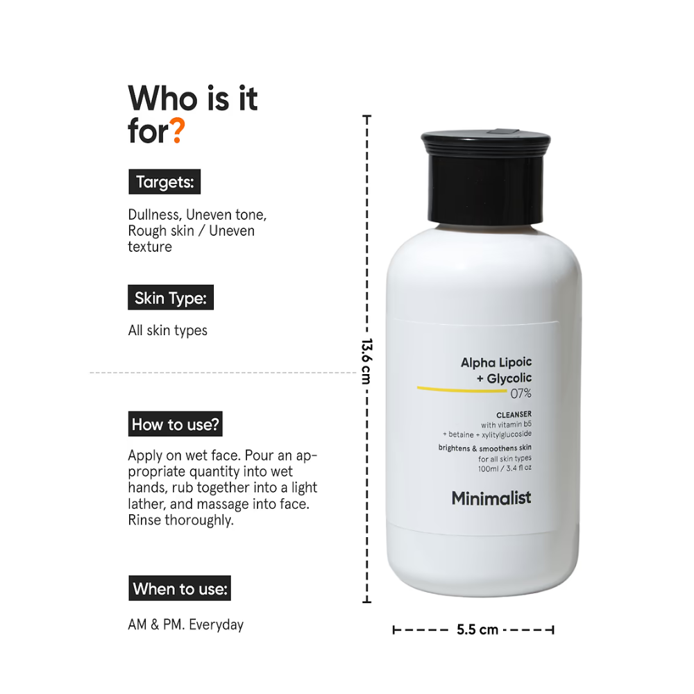 Minimalist Alpha Lipoic + Glycolic 07% Face Cleanser 100ml