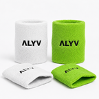 ALYV Sports Wrist Sweatband for Men & Women | White & Green | Set of 4