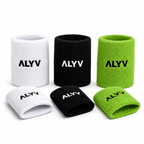 ALYV Sports Wrist Sweatband- pack of 3 green, Black, White