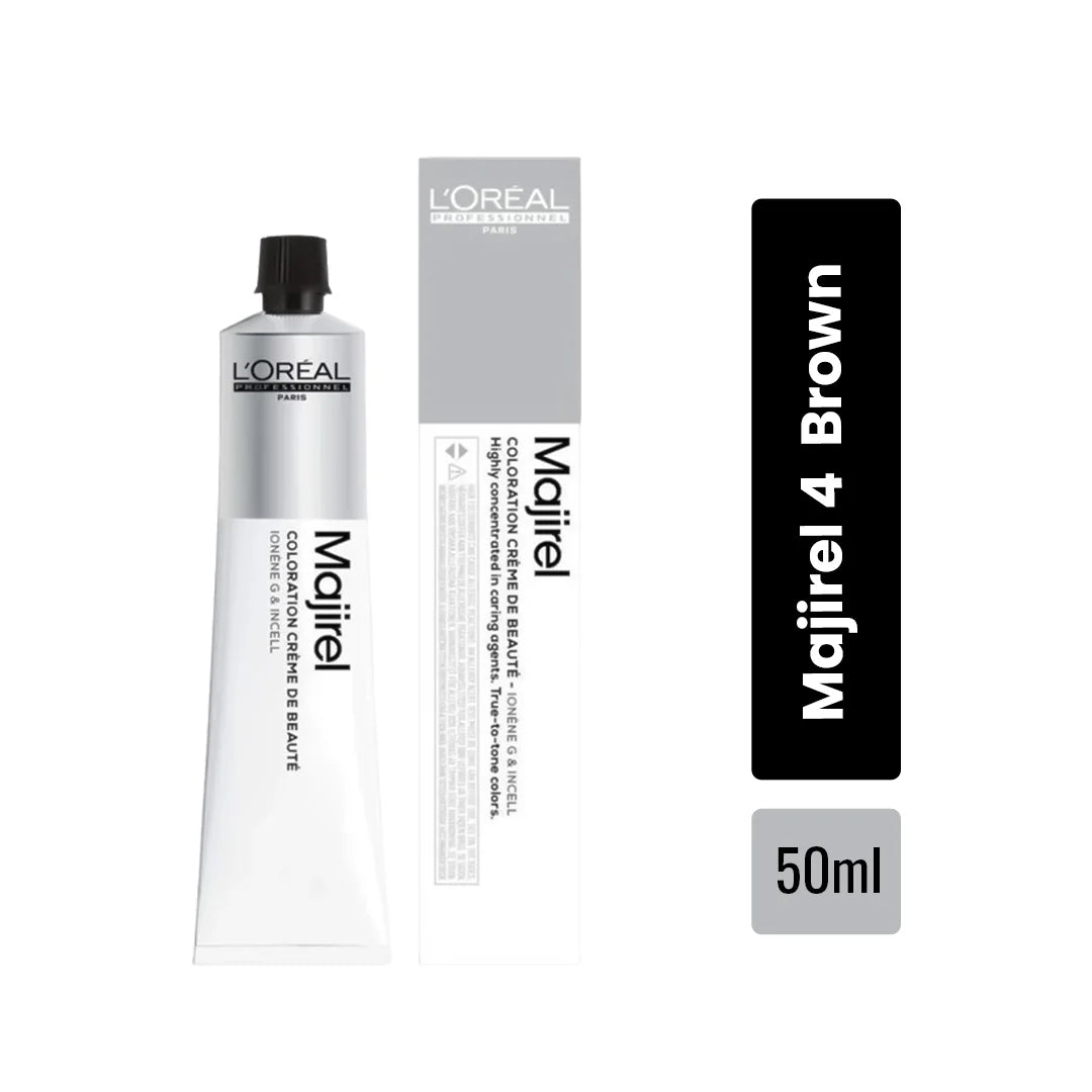 Loreal Majirel Hair Color 60ml Shade 4 Brown + Developer 1000ml Combo
