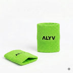 ALYV Sports Wrist Sweatband for Men & Women | Green | Set of 2