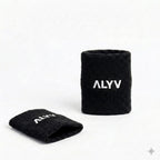 ALYV Sports Wrist Sweatband for Men & Women | Black | Set of 2