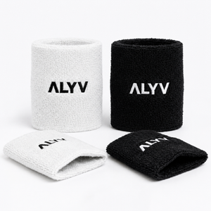 ALYV Sports Wrist Sweatband for Men & Women | White & Black | Set of 4