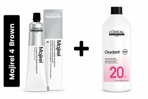 Loreal Majirel Hair Color 60ml Shade 4 Brown + Developer 1000ml Combo