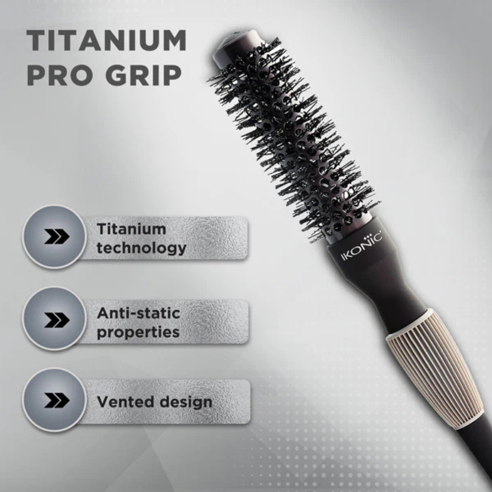 Ikonic Titanium Pro Grip Hair Brush - 25mm