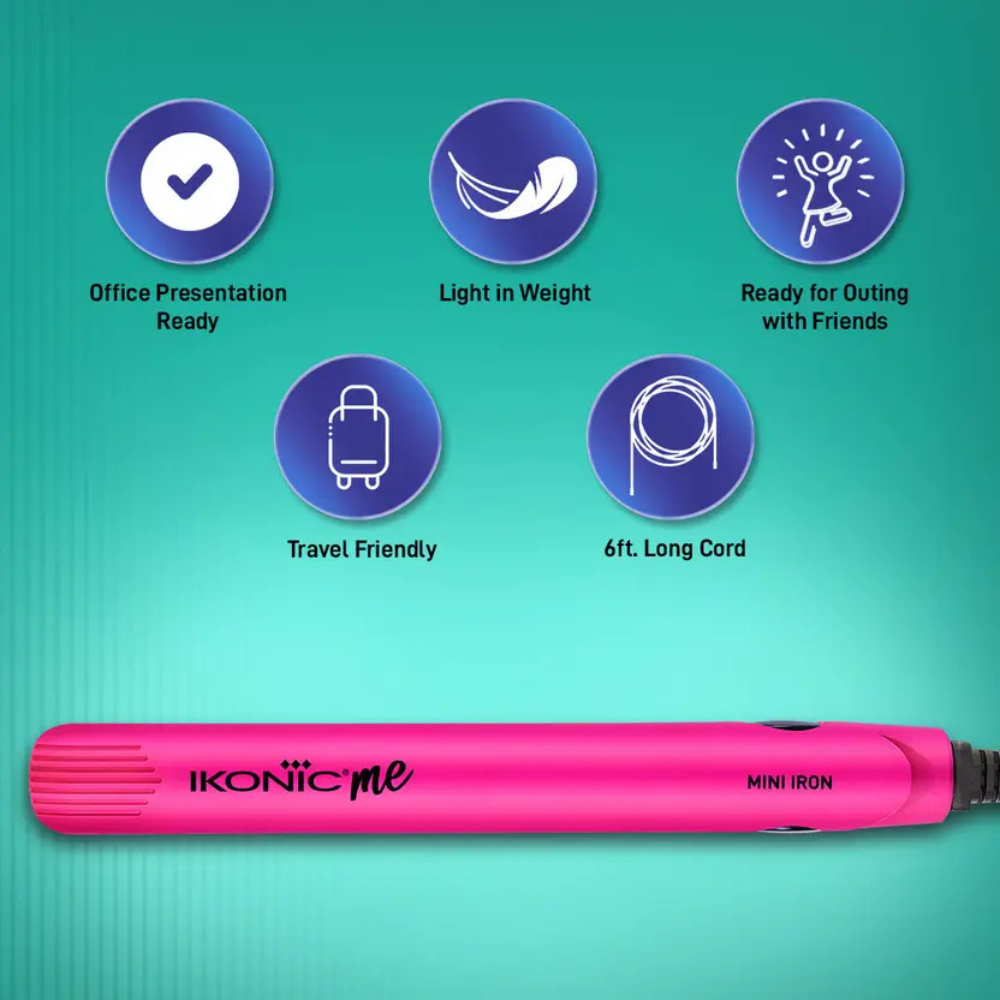 Ikonic Mini Iron Hair Straightener (Pink)