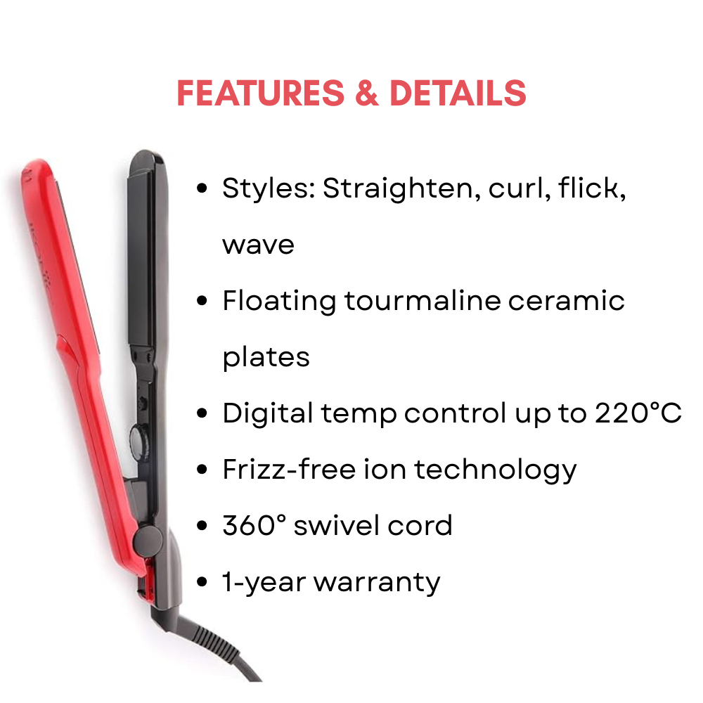 ಐಕಾನಿಕ್ ಹೇರ್ ಸ್ಟ್ರೈಟ್ನರ್ - ಸೂಪರ್ ಸ್ಮೂತ್ ರೆಡ್