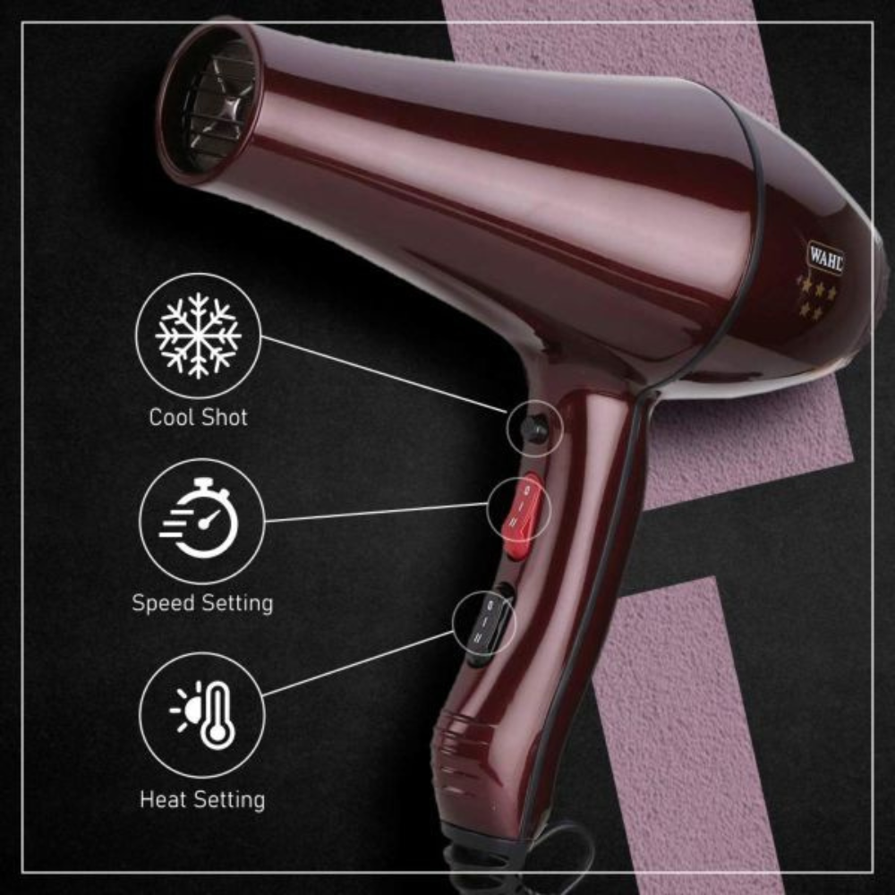 Wahl Super Dry Hair Dryer 2000W - Maroon