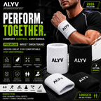 ALYV Sports Wrist Sweatband for Men & Women | White & Black | Set of 4