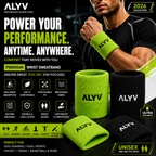 ALYV Sports Wrist Sweatband for Men & Women | Green & Black | Set of 4
