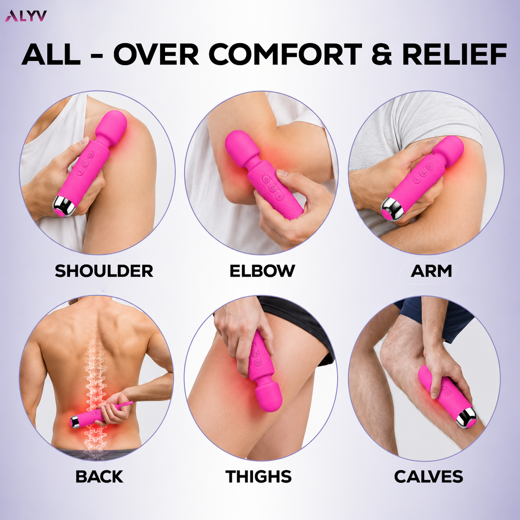 ALYV Rechargeable Full Body Massager for Women & Men | Cordless Electric Handheld Body Massager with Multiple Vibration Modes | Waterproof  Body Massager | Pink