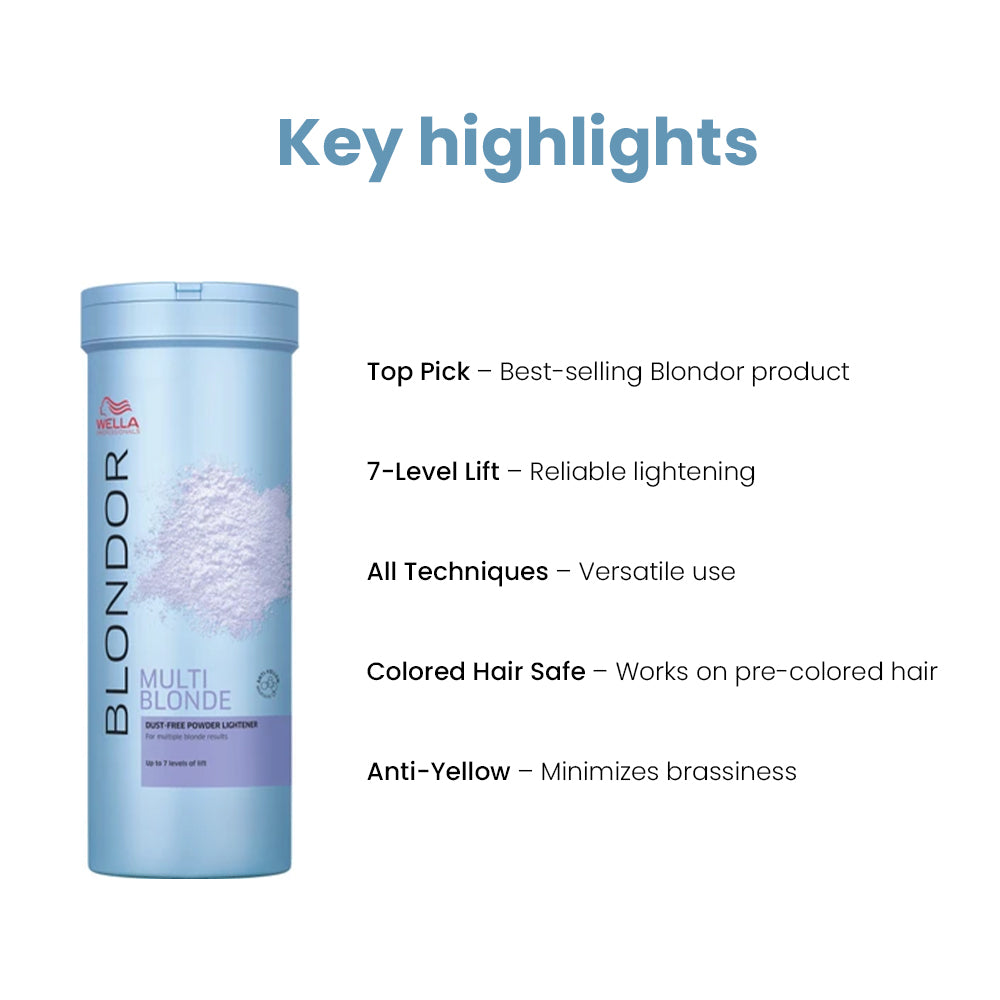 ವೆಲ್ಲಾ ಪ್ರೊಫೆಷನಲ್ಸ್ ಬ್ಲೋಂಡರ್ ಮಲ್ಟಿ ಬ್ಲಾಂಡ್ ಲೈಟ್ನಿಂಗ್ ಬ್ಲೀಚ್ ಪೌಡರ್ 400 ಎಂಎಲ್