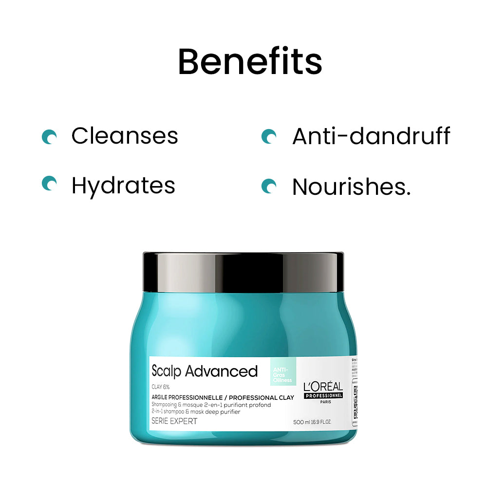 LOREAL PROFESSIONAL SCALP ADV ANTI GRASS OILINESS MASK 500GM