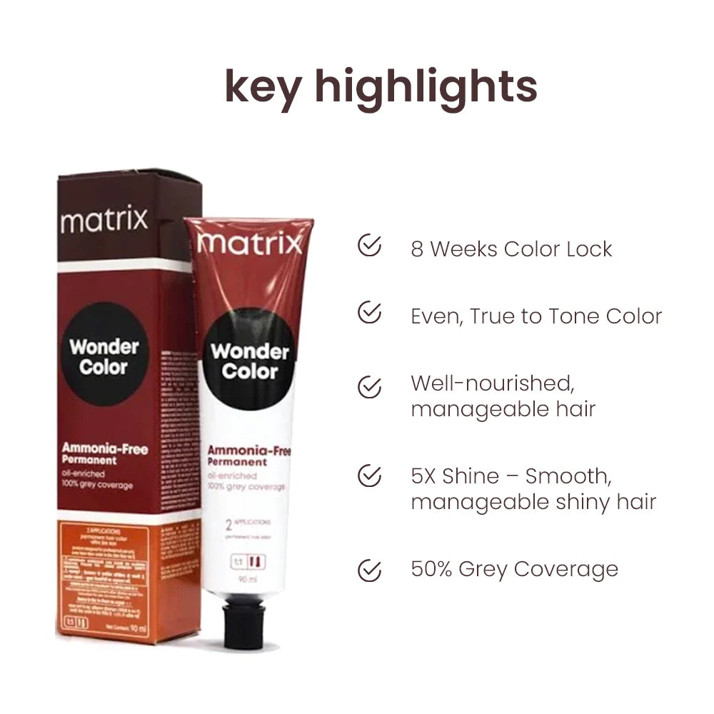 Matrix Wonder Color Ammonia Free Permanent Hair Color 2N BLACK 90g + 20 Vol Developer 1000ml Combo