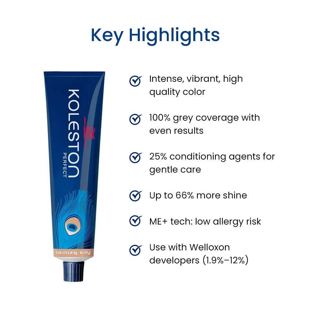 Wella Professionals Koleston Perfect Pure Naturals Hair Color 44/0 Colorant Tube 60G_390