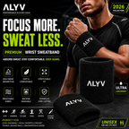 ALYV Sports Wrist Sweatband for Men & Women | Black | Set of 2