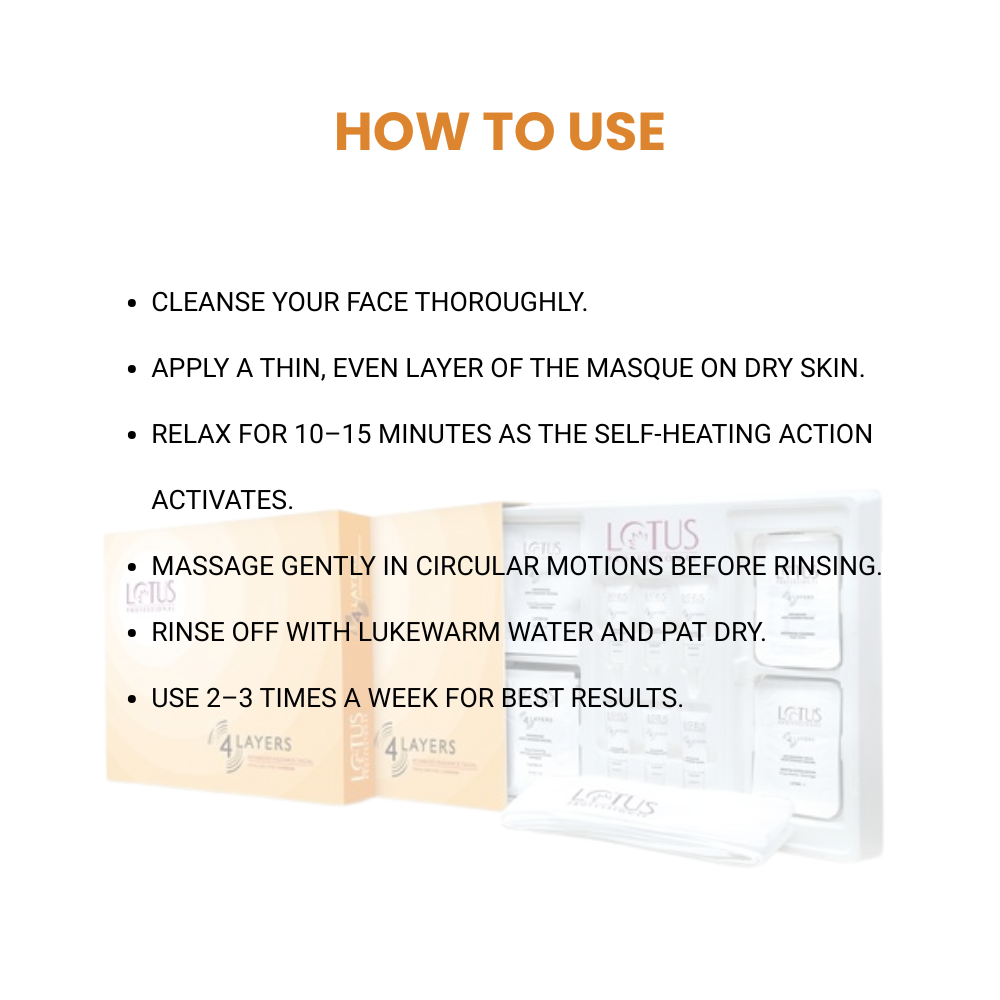 ಲೋಟಸ್ ಪ್ರೊಫೆಷನಲ್ 4 ಲೇಯರ್‌ಗಳ ಸುಧಾರಿತ ರೇಡಿಯನ್ಸ್ ಫೇಶಿಯಲ್‌ಕಿಟ್ (5 X 75.6 G)