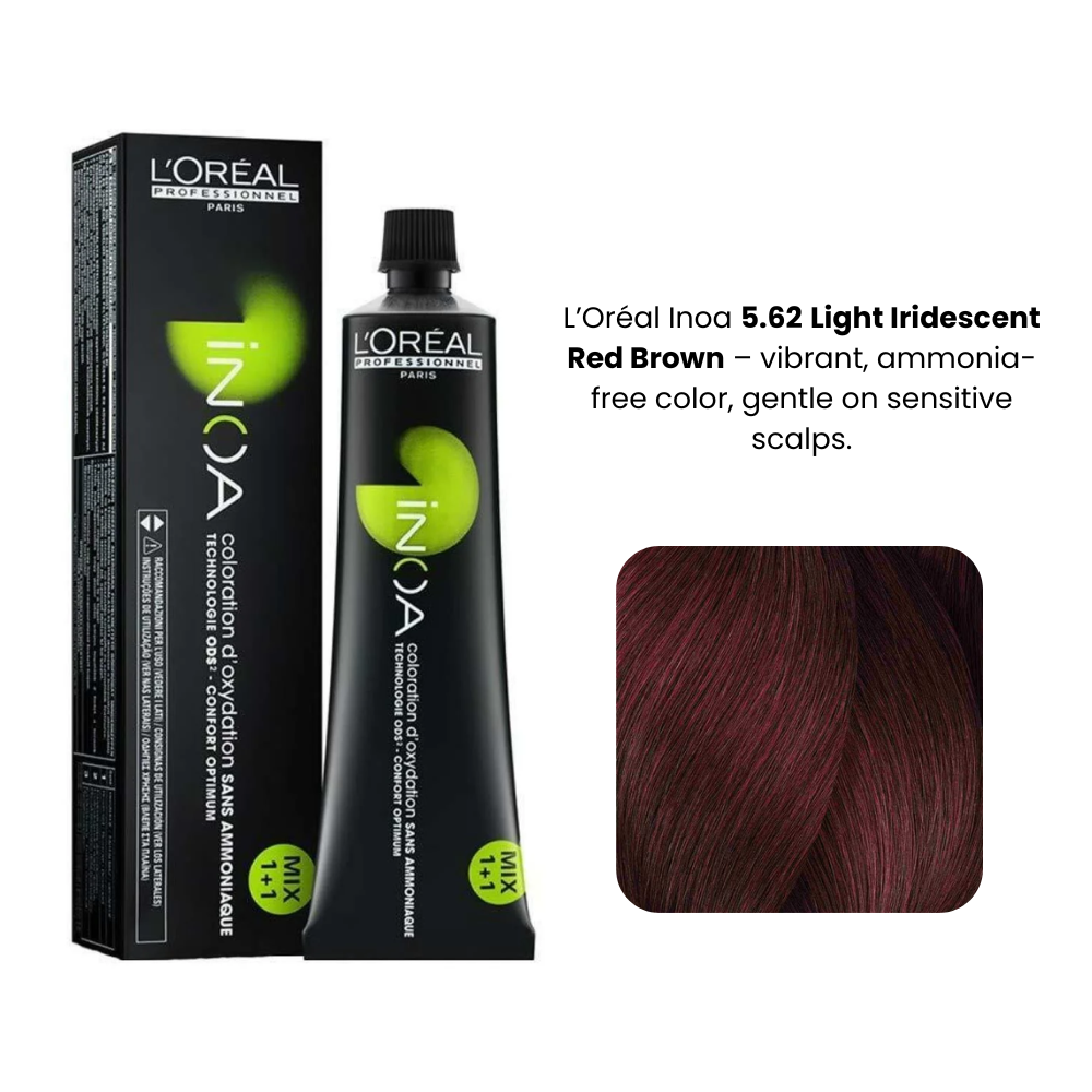Loreal Professionnel Inoa Ammonia-Free 5.62 Light Extra Iridescent Red Brown 60g