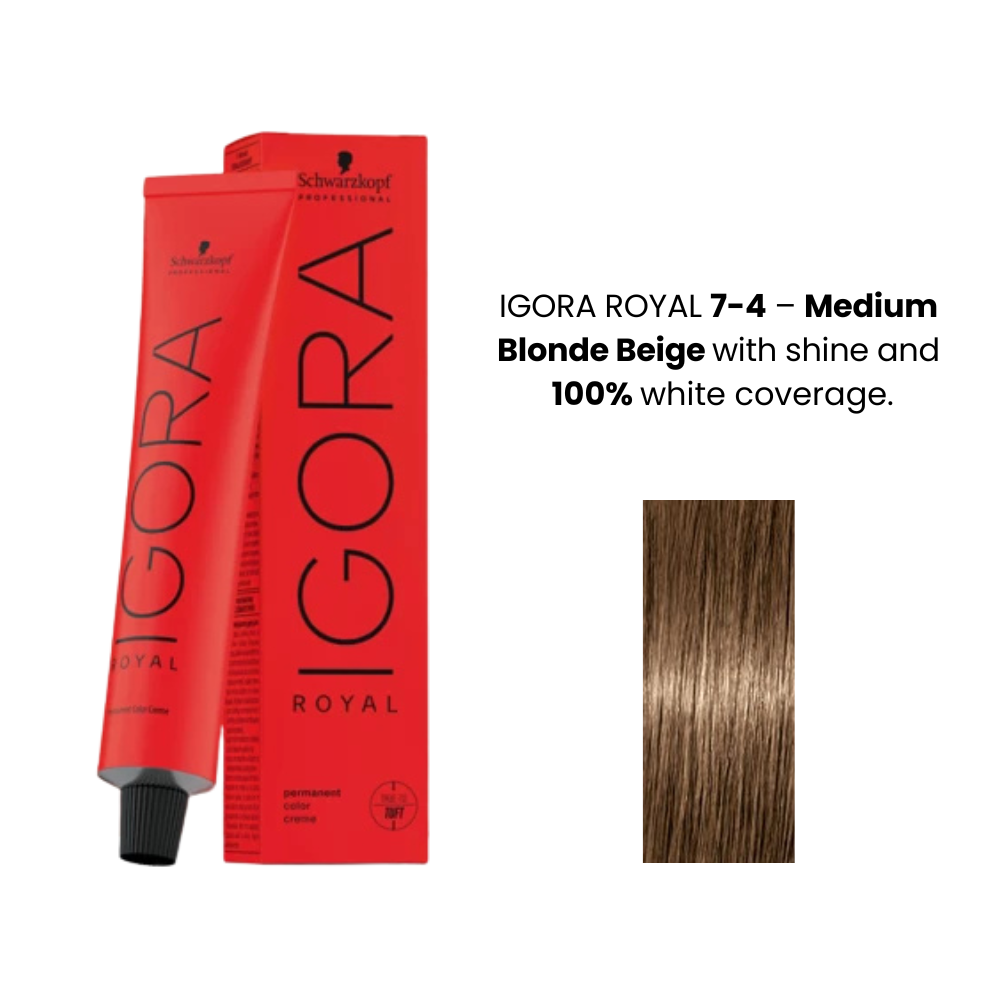 SCHWARZKOPF IGORA ROYAL HAIR COLOR SHADE NO 7-4 (60ML)