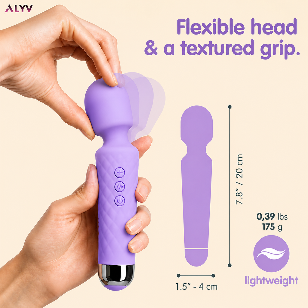ALYV Rechargeable Full Body Massager for Women & Men | Cordless Electric Handheld Body Massager with Multiple Vibration Modes | Waterproof  Body Massager | Lavender