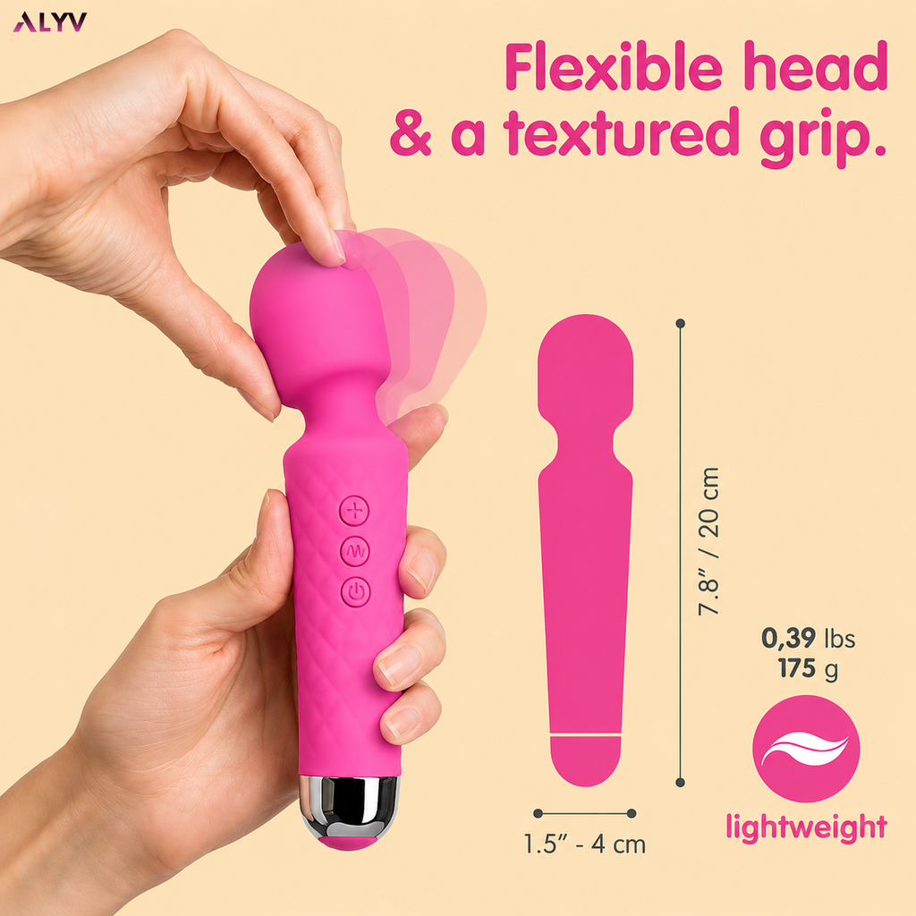 ALYV Rechargeable Full Body Massager for Women & Men | Cordless Electric Handheld Body Massager with Multiple Vibration Modes | Waterproof  Body Massager | Pink