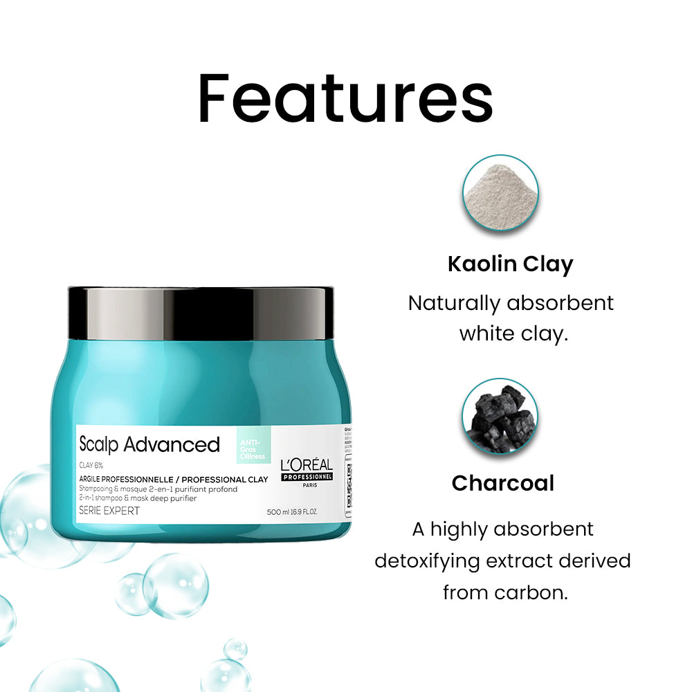 LOREAL PROFESSIONAL SCALP ADV ANTI GRASS OILINESS MASK 500GM