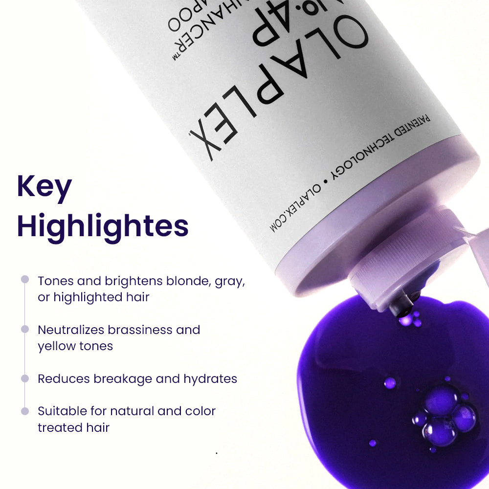 ಓಲಾಪ್ಲೆಕ್ಸ್ ಸಂಖ್ಯೆ 4P ಹೊಂಬಣ್ಣದ ವರ್ಧಕ ಪರ್ಪಲ್ ಟೋನಿಂಗ್ ಶಾಂಪೂ (250ml)