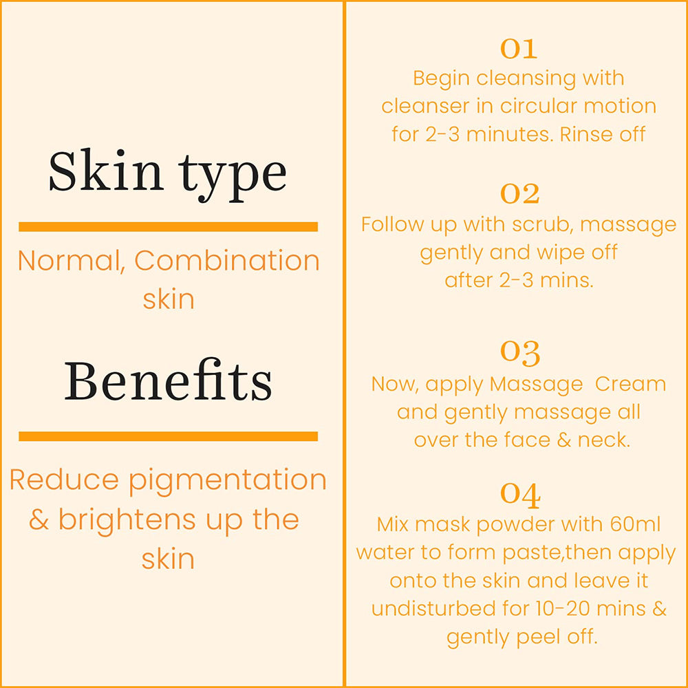 O3+ ವಿಟಮಿನ್-C ಫೇಶಿಯಲ್ ಸಿಂಗಲ್ ಡೋಸ್ ಕಿಟ್ (45 G)