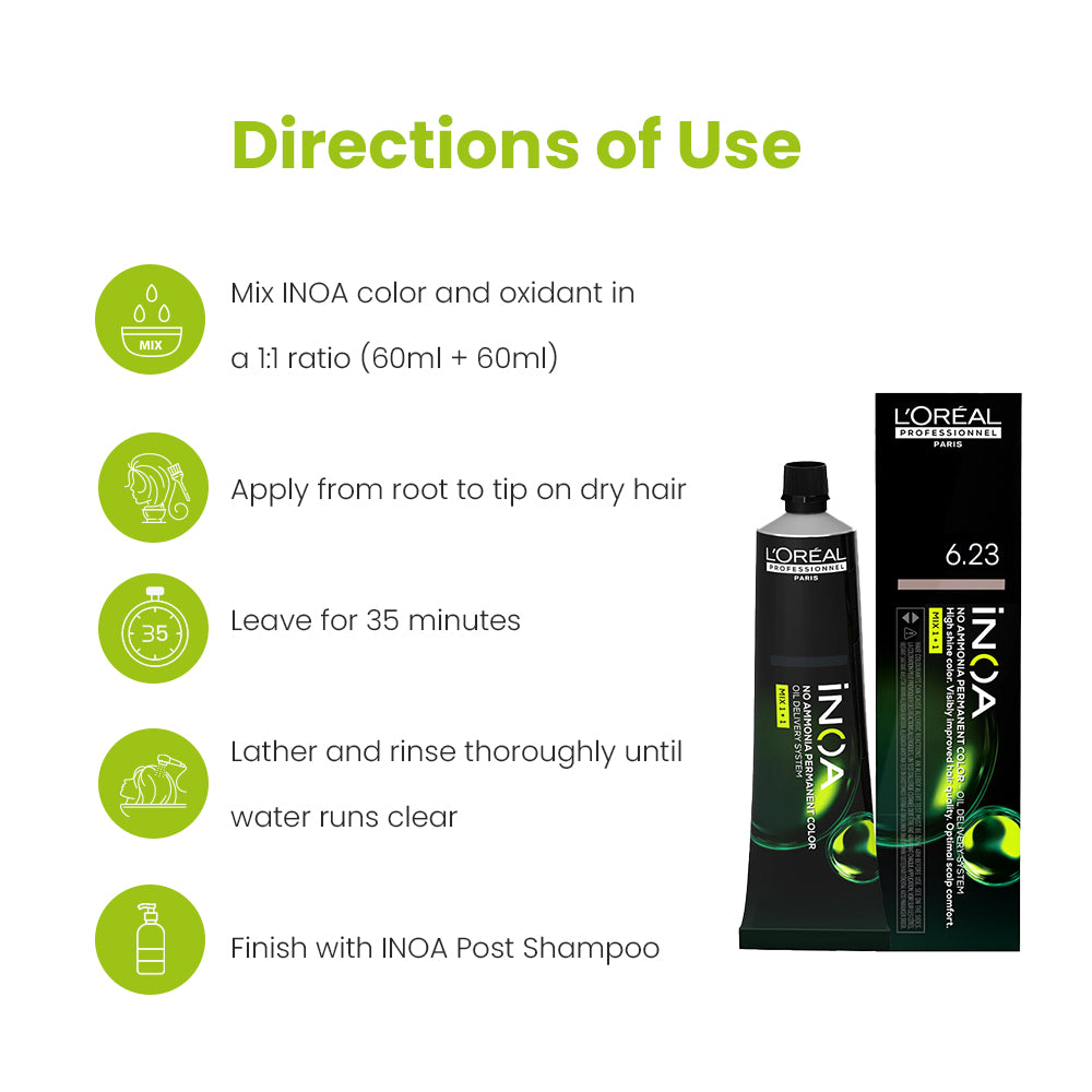 Loreal Inoa Ammonia Free Hair Color 60G 6.23