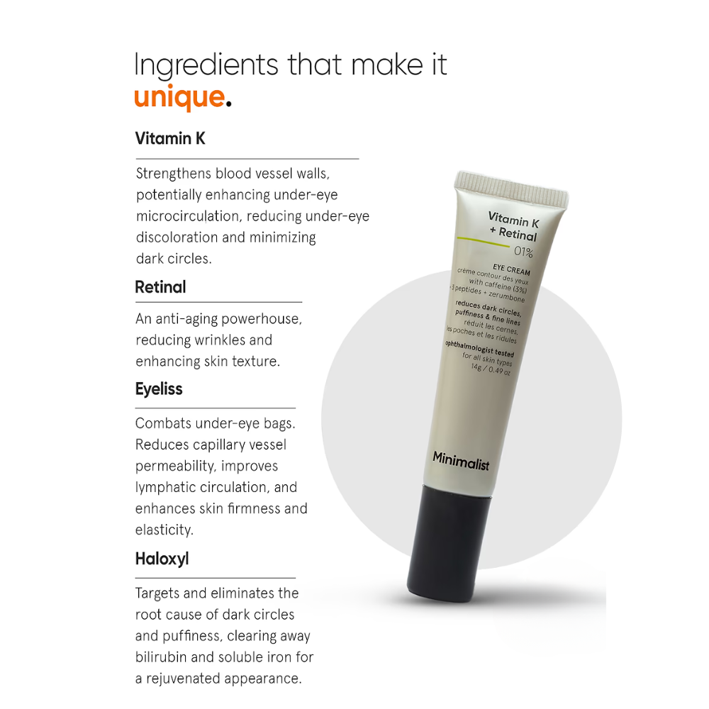 MINIMALIST VITAMIN K + RETINAL 01% EYE CREAM 14GM