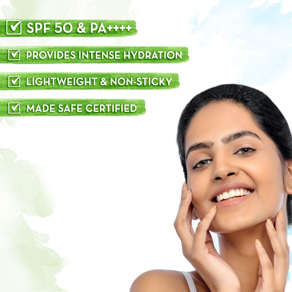 Mamaearth HydraGel Indian Sunscreen SPF 50 With Aloe Vera & Raspberry For Sun Protection, 50 g