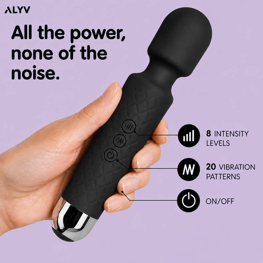 ALYV Rechargeable Full Body Massager for Women & Men | Cordless Electric Handheld Body Massager with Multiple Vibration Modes | Waterproof  Body Massager | Black