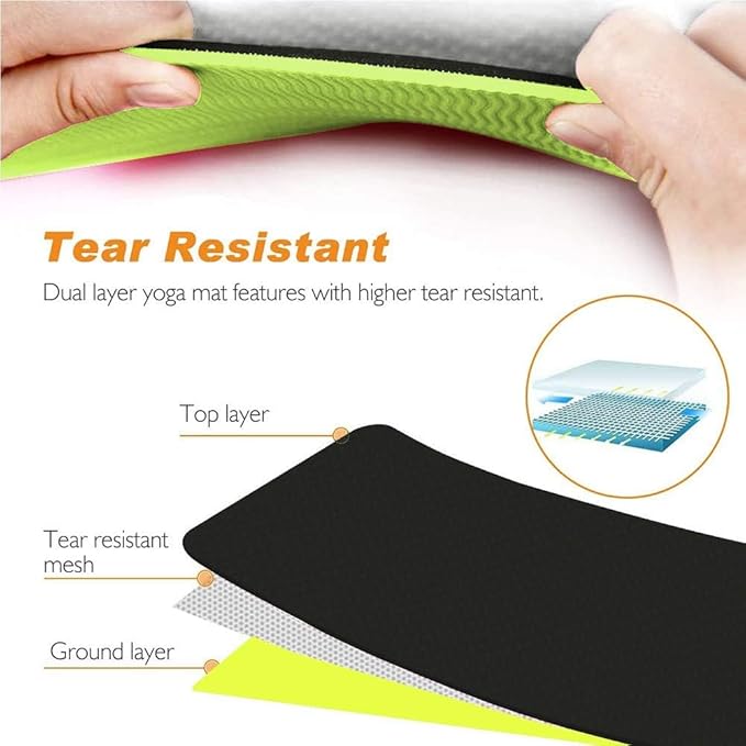 ALYV 6mm Non-Slip Yoga Mat Green