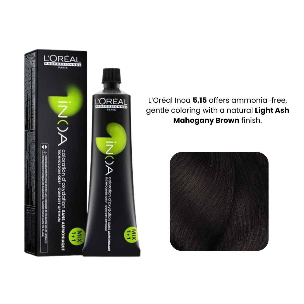 Loreal Inoa Ammonia Free Hair Color 60G 5.15 Light Ash Mahogany Brown