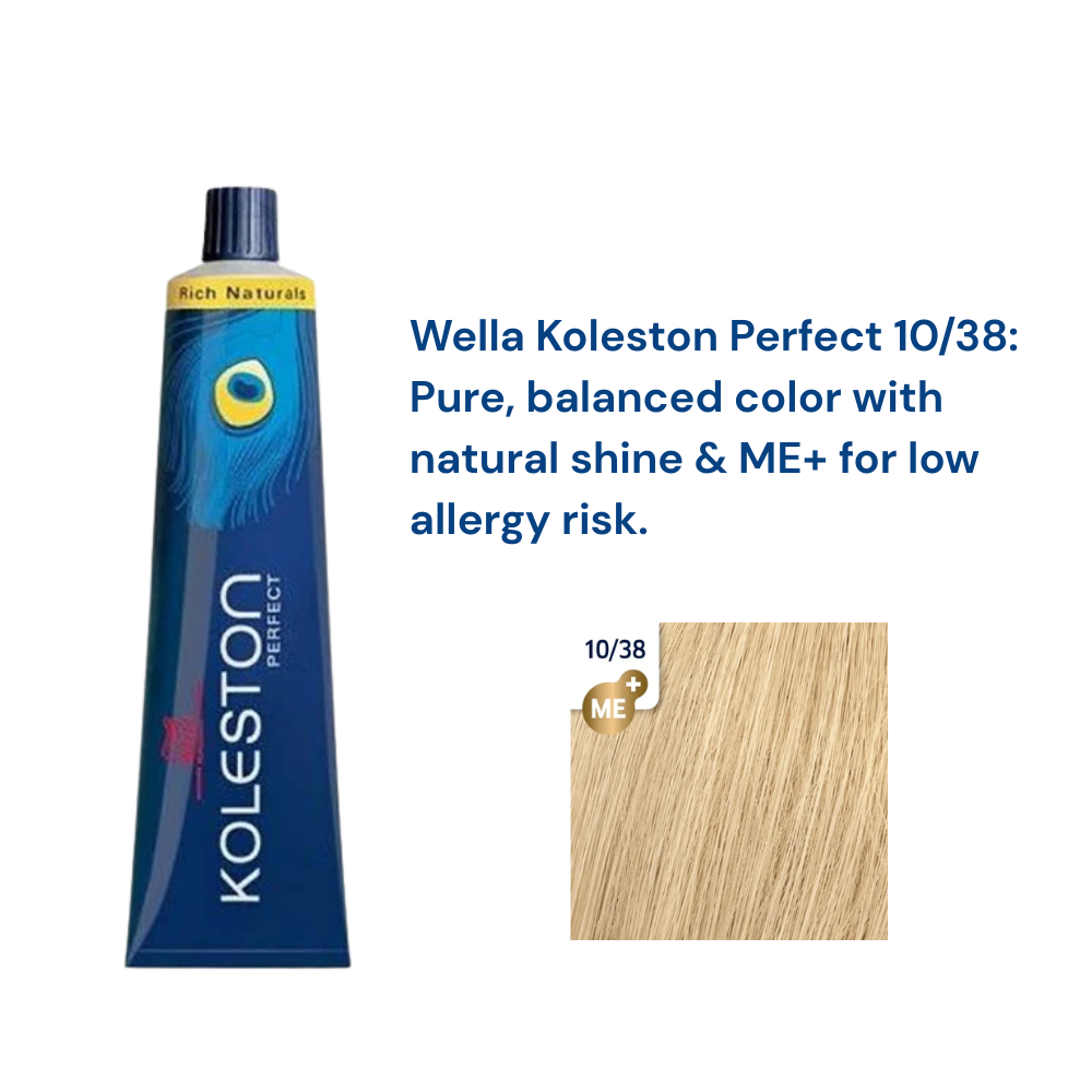 Wella Professionals Koleston Perfect Hair Color # 10/38 Lightest Blonde Golden Pearl 60 Ml
