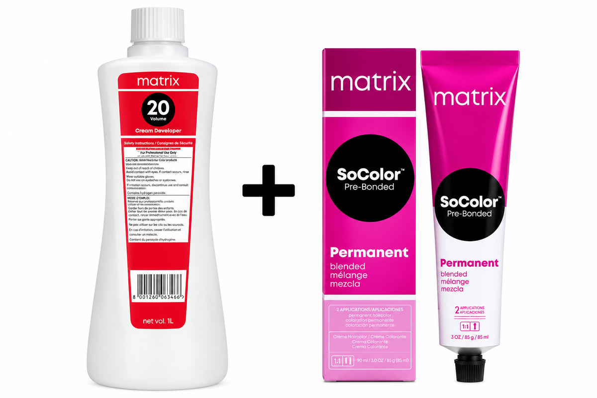 Matrix Socolor 2N Natural Black Hair Color + 20 Vol Developer 1000ml Combo