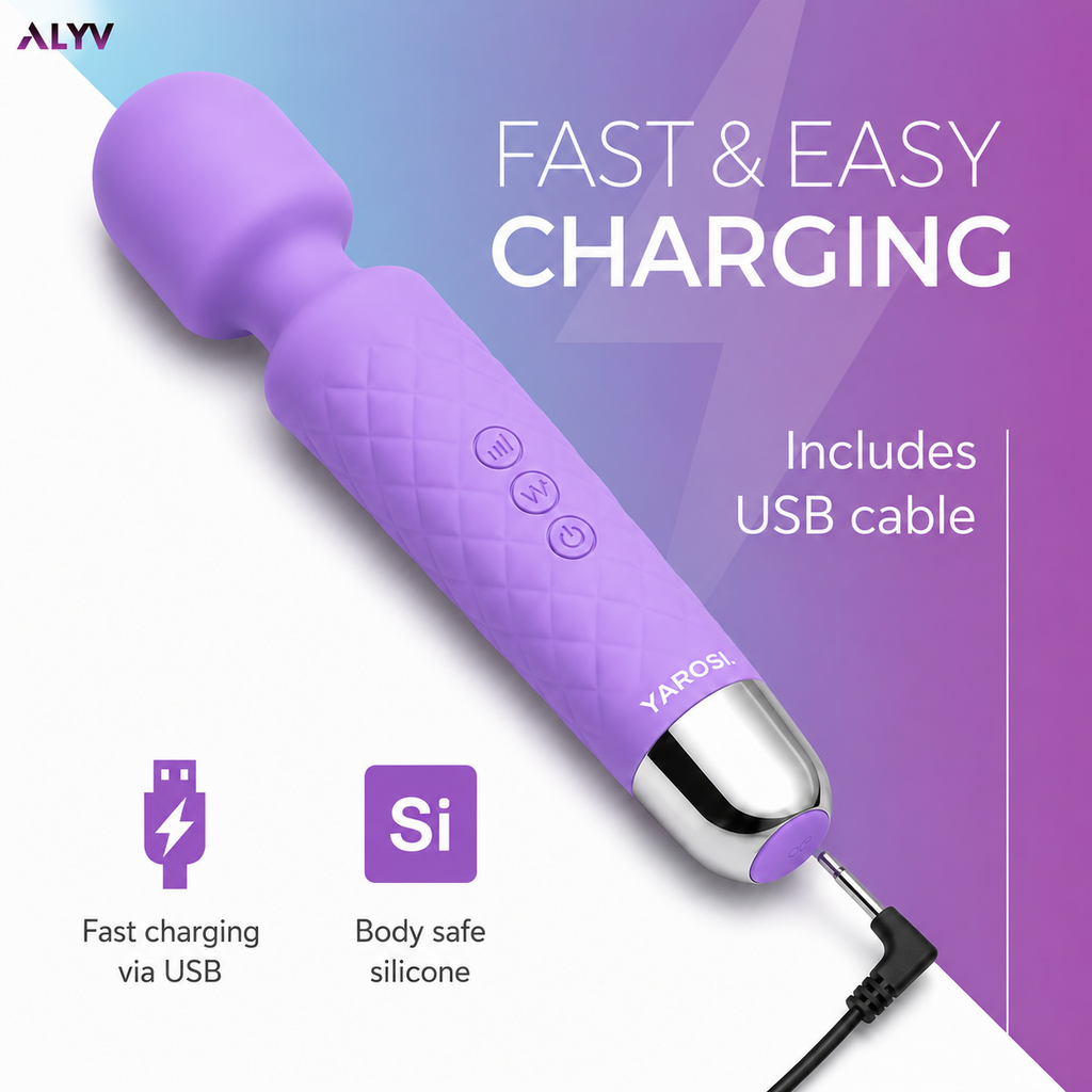 ALYV Rechargeable Full Body Massager for Women & Men | Cordless Electric Handheld Body Massager with Multiple Vibration Modes | Waterproof  Body Massager | Lavender