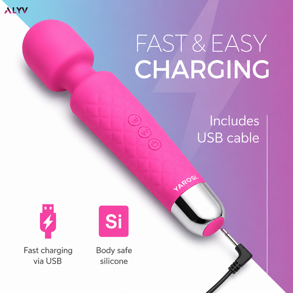 ALYV Rechargeable Full Body Massager for Women & Men | Cordless Electric Handheld Body Massager with Multiple Vibration Modes | Waterproof  Body Massager | Pink