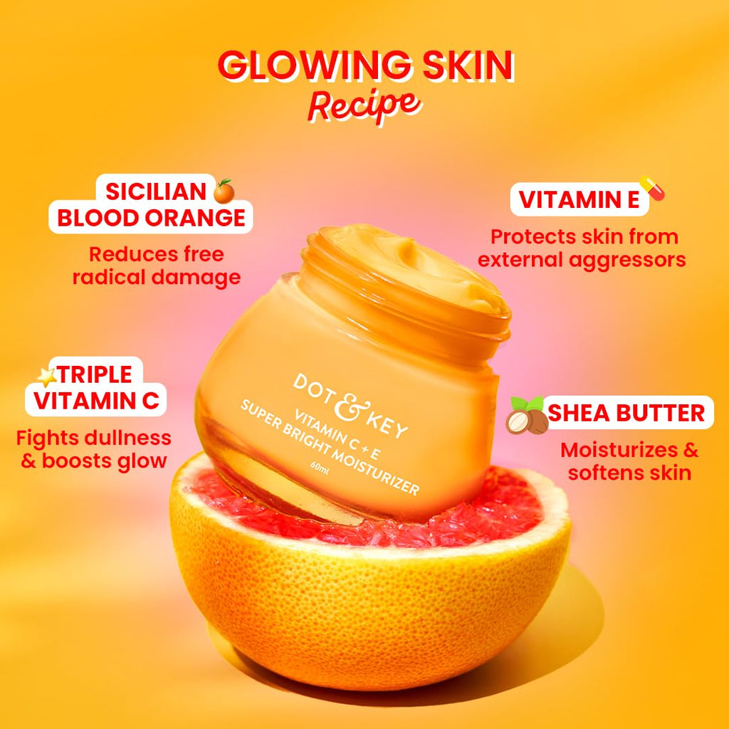 Dot & Key Vitamin C + E Superbright Skin Care Serum & Moisturizer Combo | Vitamin C Moisturizer 60ml & Vitamin C Face Serum 30ml | For Glowing Skin | For Women & Men