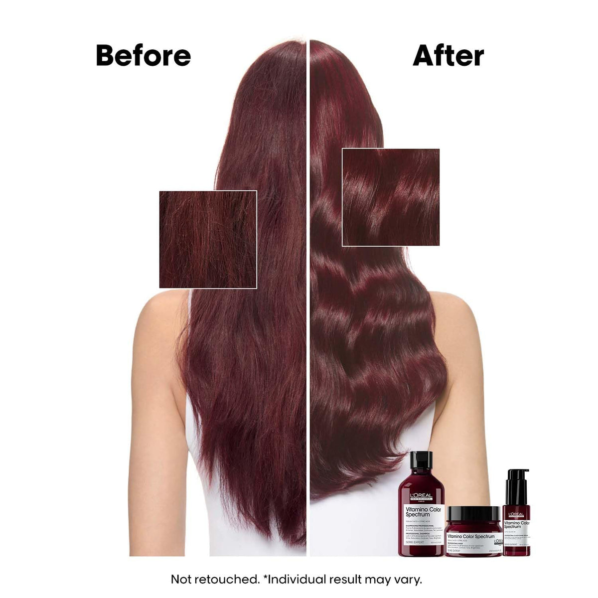 Loreal Professionnel Vitamino Color Spectrum Shampoo, Hair Mask & Glass Shine Serum combo