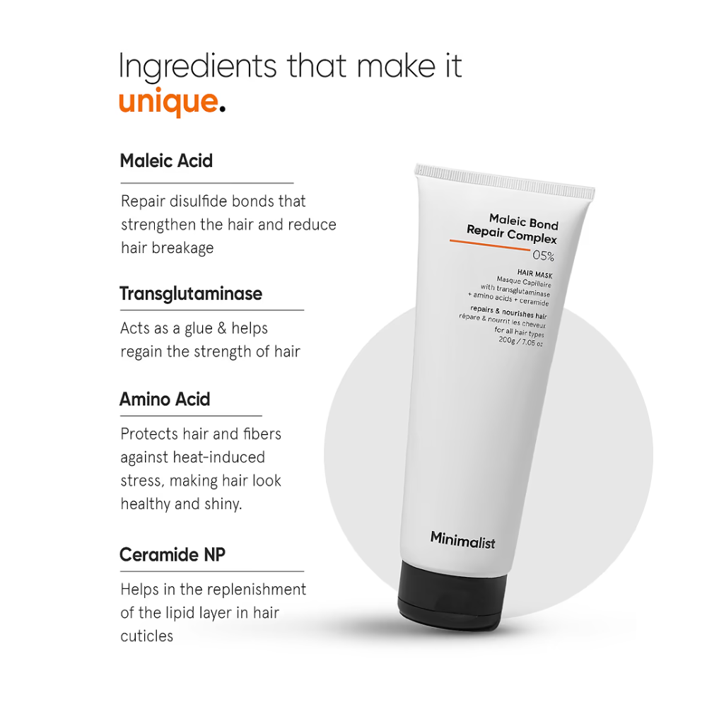 MINIMALIST MALEIC BOND REPAIR COMPLEX 05% HAIR MASK 200GM .