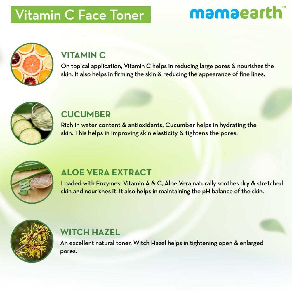 Mamaearth Vitamin C Face Toner with Vitamin C & Cucumber for Pore Tightening 200 ml