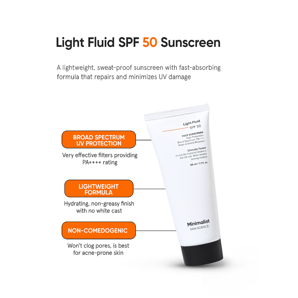 MINIMALIST LIGHT FLUID SPF 50 FACE SUNSCREEN 50ML